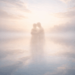 two people embracing in a foggy mist