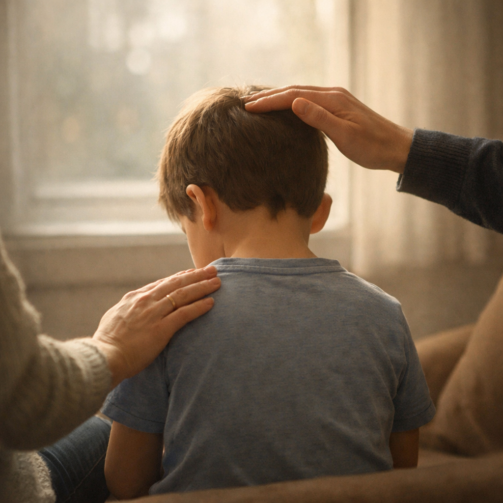 child being praised by both parents