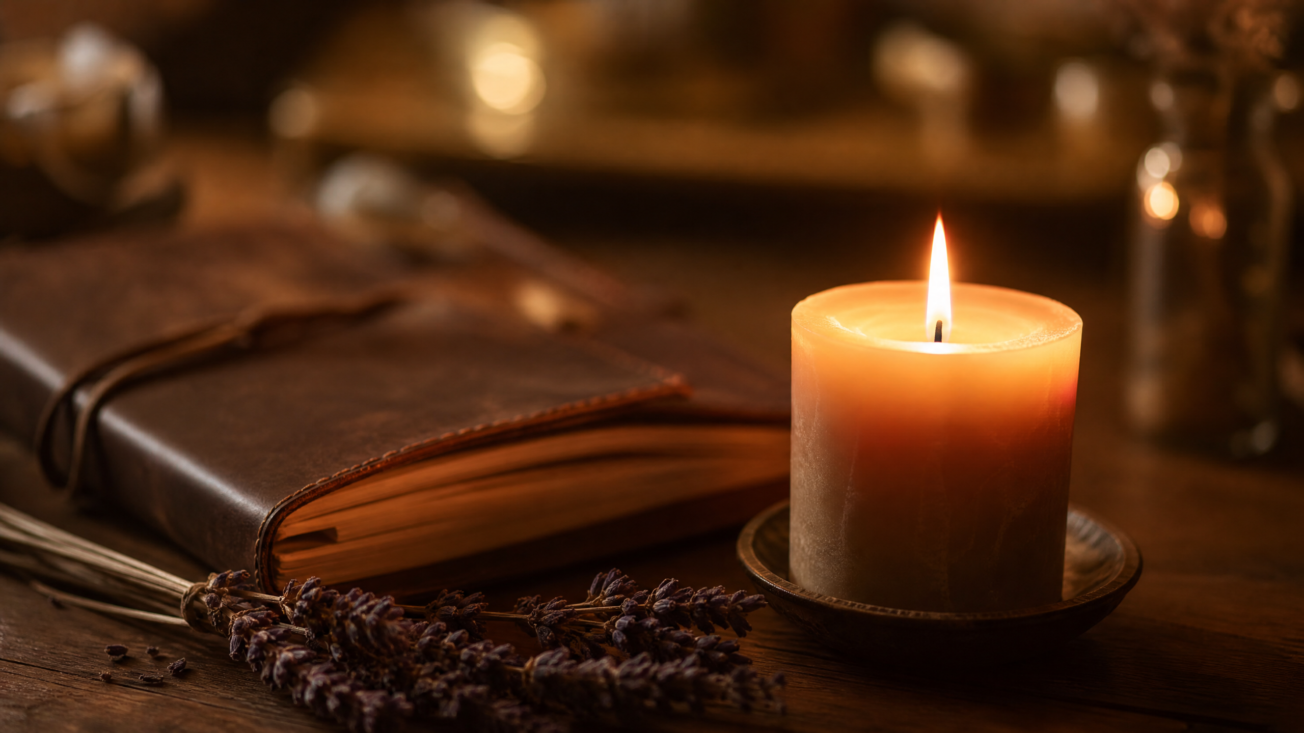 Candle and journal representing the beginning of a spiritual journey