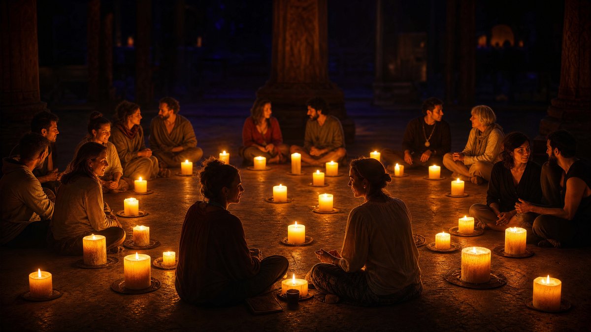 Testimonials Circle of glowing candles representing spiritual community